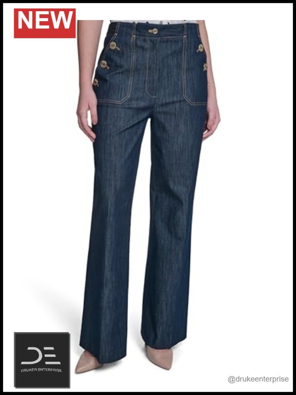Tommy Hilfiger Sailor Pants Women's Cotton Polyester Trouser Mid Rise